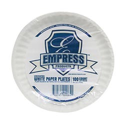 Image for Empress Uncoated Paper Plate, 6 Inches, White, Pack of 100 from School Specialty