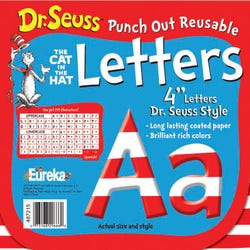 Image for Eureka Dr. Seuss Punch Out Decor Letters, Red and White Stripes, 4 Inches, 217 Pieces from School Specialty