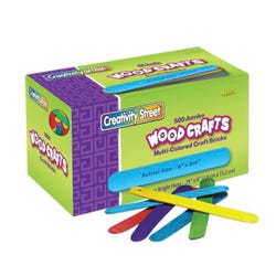 Image for Creativity Street Jumbo Wood Craft Sticks, Assorted Colors, Pack of 500 from School Specialty