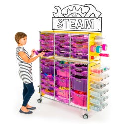 Image for TeacherGeek Ultimate STEAM Maker Activity Cart, Grape with STEAM Sign from School Specialty