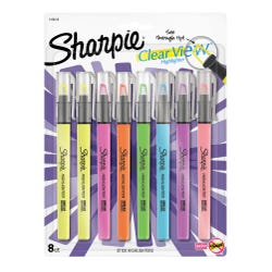 Image for Sharpie Highlighter, Clear View Highlighter Chisel Tip, Assorted, Pack of 8 from School Specialty