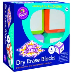 Mind Sparks Dry Erase Blocks, 3 x 3 Inches, Assorted Colors, Set of 4, Item Number 2023321