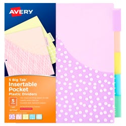 Image for Avery Big Tab Insertable Pocket Dividers, 5 Tab, Assorted Pastel Designs, 1 Set from School Specialty