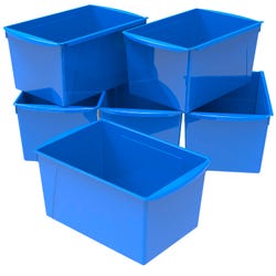 Image for Storex Interlocking Book Bins, Double Wide, 14-1/2 x 9-1/5 x 7 Inches, Blue, Pack of 6 from School Specialty