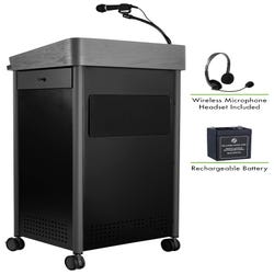 Image for Oklahoma Sound Greystone Lectern with Sound, Rechargeable Battery and Wireless Headset Mic, 23-1/2 x 19-1/4 x 45-1/2 Inches from School Specialty