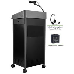Image for Oklahoma Sound Greystone Lectern with Sound, Rechargeable Battery and Wireless Headset Mic, 23-1/2 x 19-1/4 x 45-1/2 Inches from School Specialty
