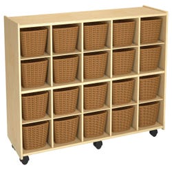 Image for Childcraft Mobile Cubby Unit With Locking Casters, 20 Baskets, 47-3/4 x 14-1/4 x 30 Inches from School Specialty