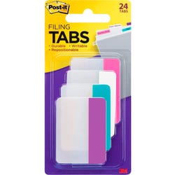 Post-it Filing Tabs, 2 Inches, Flat, Assorted Pastel Colors, Pack of 24, Item Number 2101144