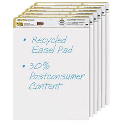 Image for Post-it Self-Stick Unruled Recycled Easel Pads, 25 x 30 Inches, White, 30 Sheets, Pack of 6 from School Specialty