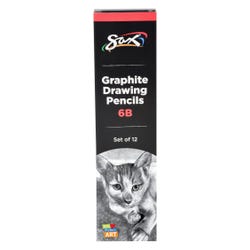 Image for Sax Graphite Drawing Pencil Pack, 6B Lead Hardness Degree, Set of 12 from School Specialty