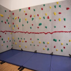 Image for Everlast Climbing Granite River Rock Traverse Wall Package, 8 x 20 Feet, 2 Inch Blue Mat from School Specialty