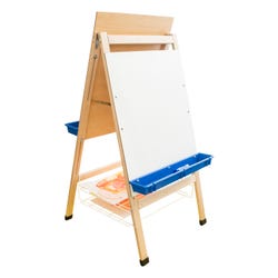 Childcraft Double Adjustable Easel, Dry Erase Panels, Drying Rack, 24 x 26-7/8 x 44-1/2 Inches, Item Number 296312