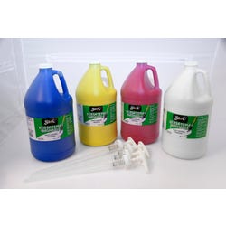 Image for Sax Versatemp Washable Heavy-Bodied Tempera Paint with Pumps, 1 Gallon Bottles, Assorted Colors, Set of 4 from School Specialty