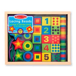 Image for Melissa & Doug Wooden Lacing Beads, 27 Pieces with 2 Laces from School Specialty