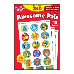 Trend Enterprises Awesome Pals Scratch 'N Sniff Stinky Stickers, 15 Designs, 1 Scent, Pack of 240, Item Number 1597422