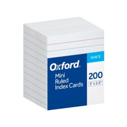 Image for Oxford Mini Ruled Index Cards, 3 x 2-1/2 Inches, White, Pack of 200 from School Specialty