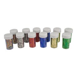 Image for School Smart Craft Glitter, 3/4 Ounces, Assorted Colors, Pack of 12 from School Specialty