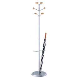 Image for Magnuson MET Hook Style Garment Coat Rack, 15 Round x 67 Inches, 6 Knobs, Steel, Silver, Powder Coated from School Specialty