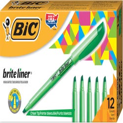 Image for BIC Brite Liner Pocket Style Highlighter, Chisel Tip, Green, Pack of 12 from School Specialty