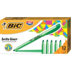 Image for BIC Brite Liner Pocket Style Highlighter, Chisel Tip, Green, Pack of 12 from School Specialty