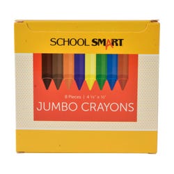 School Smart Crayons, Jumbo Size, Assorted Colors, Pack of 8 Item Number 1593526