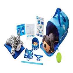 Image for Melissa & Doug Tote & Tour Pet Travel Set, 2 Plush Pets, Blue, 15 Pieces from School Specialty