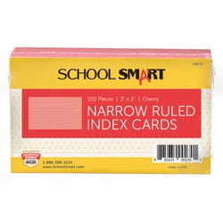 Image for School Smart Ruled Index Cards, 3 x 5 Inches, Cherry, Pack of 100 from School Specialty
