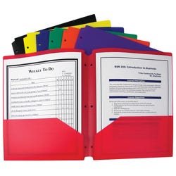 Image for C-Line 2-Pocket Poly Folder, 3 Hole Punched, Assorted Colors from School Specialty