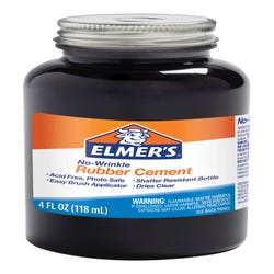 Image for Elmer's No Wrinkle Rubber Cement with Brush in Cap, 4 Ounces, Clear from School Specialty
