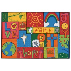 Image for Carpets for Kids KID$Value Inspirational Patchwork Carpet, 3 Feet x 4 Feet 6 Inches, Rectangle, Multicolored from School Specialty