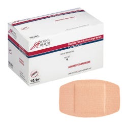 Image for School Health Flexible Extra Large Strips Adhesive Bandage,2 x 4 inches, Fabric, Box of 50 from School Specialty