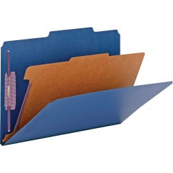 Image for Smead SafeSHIELD Pressboard Classification Folder, Legal Size, 2 Inch Expansion, 1 Divider, Dark Blue, Pack of 10 from School Specialty