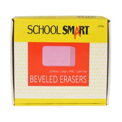 School Smart Beveled Block Erasers, Large, Pink, Pack of 12 Item Number 077356