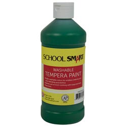 School Smart Washable Tempera Paint, Green, 1 Pint Bottle Item Number 2002748