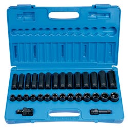 Image for Grey Pneumatic 30-Piece Deep Length Socket Set - Metric, 1/2 in, Set of 30 from School Specialty