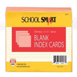 Image for School Smart Blank Plain Index Card, 3 x 5 Inches, Salmon, Pack of 100 from School Specialty