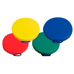 Image for Children's Factory Round Floor Cushion Set, 15 x 15 x 2-1/2 Inches, Vinyl, Assorted Color, Set of 4 from School Specialty