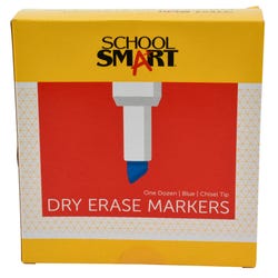 Image for School Smart Dry Erase Markers, Chisel Tip, Low Odor, Blue, Pack of 12 from School Specialty
