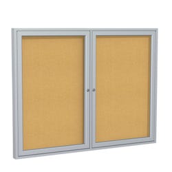 Image for Ghent 2 Door Enclosed Natural Cork Bulletin Board with Satin Frame, 4 x 5 feet from School Specialty