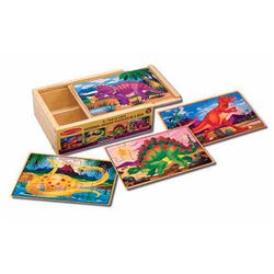 Image for Melissa & Doug Wooden Dinosaurs Puzzles in a Box, 4 Puzzles with 12 Pieces Each from School Specialty