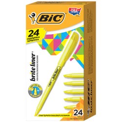 Image for BIC Brite Liner Chisel Tip Pocket Style Highlighter, Yellow, Pack of 24 from School Specialty
