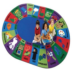 Carpets for Kids Dewey Decimal Fun Rug, 6 Feet 9 Inches x 9 Feet 5 Inches, Oval, Blue, Item Number 088120