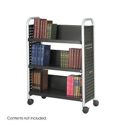 Image for Safco Single Sided Book Cart, Steel, Black, Powder Coated, 2-Wheel from School Specialty