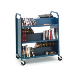 Image for Bretford Double Sided Steel Book Cart Utility Truck, 3 Slanted Shelves, 36 x 18 x 43 from School Specialty