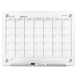 Image for Quartet Infinity 24 in Glass Magnetic Calendar Board, 24 x 18 Inches, White from School Specialty