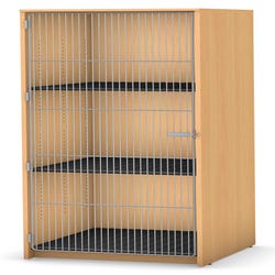 Image for Fleetwood Harmony Instrument Storage, 3 Compartments with Wire Door, 27 x 30 x 84 Inches, Fusion Maple from School Specialty