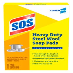 Image for CloroxPro Heavy Duty Soap Pad, 5 L x 4 W in, Steel Wool, Pack of 15 from School Specialty