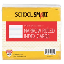 School Smart Ruled Index Card, 4 x 6 Inches, 90 lbs, White, Pack of 100 Item Number 088710