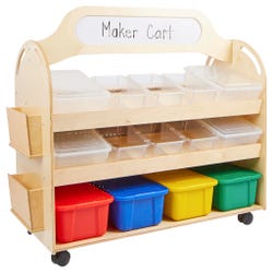 Image for Childcraft Mobile Makerspace Cart, Clear, Translucent, and Assorted Color Trays, 48-1/4 x 22-1/2 x 49 Inches from School Specialty