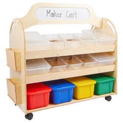 Image for Childcraft Mobile Makerspace Cart, Clear, Translucent, and Assorted Color Trays, 48-1/4 x 22-1/2 x 49 Inches from School Specialty